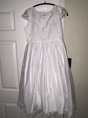 Cinderella White Floral Lace Trim Formal Dress for Girls